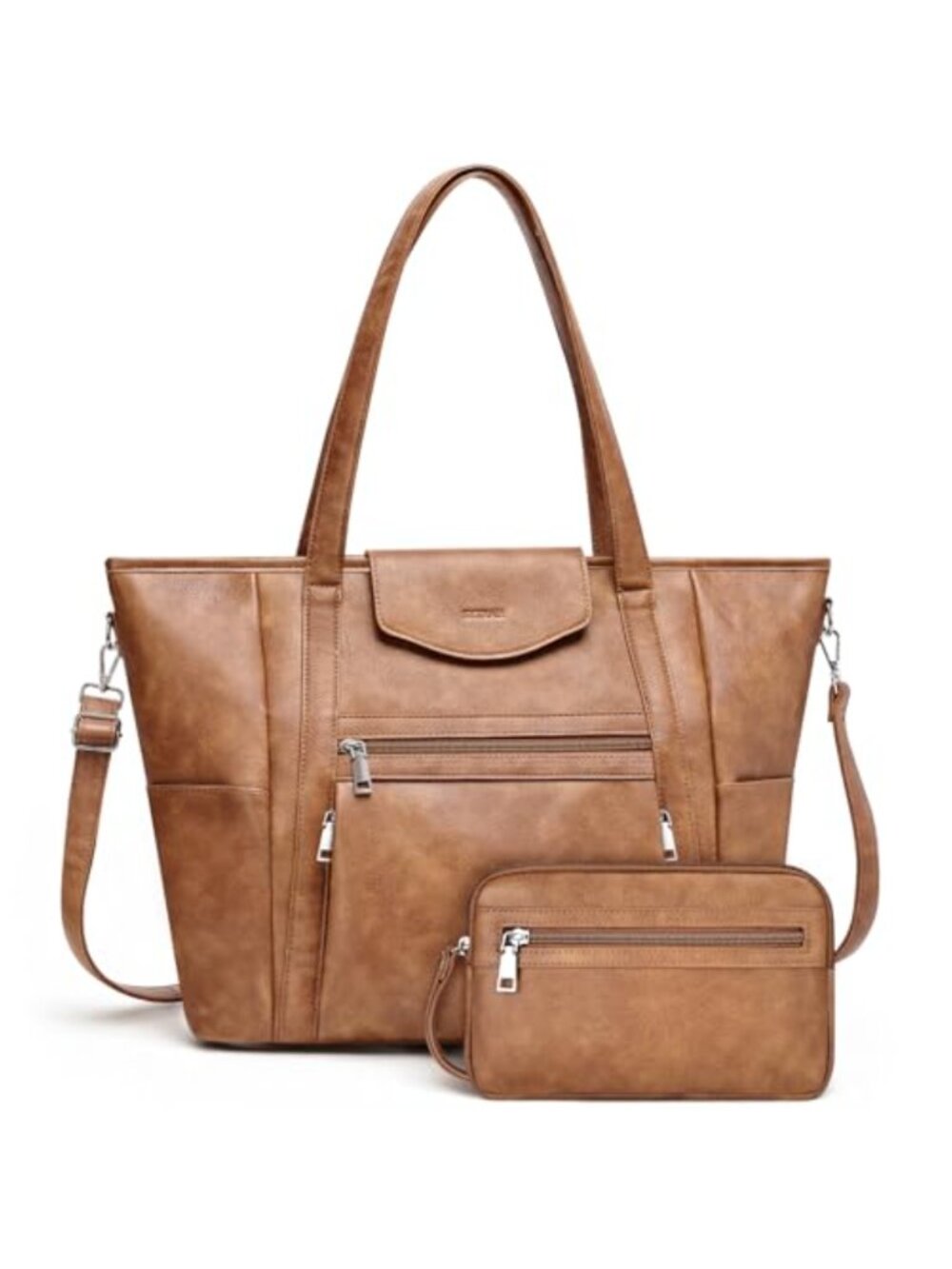 Faux Leather Laptop Backpack Purse 16 inch Convertible Tote Bag for Women